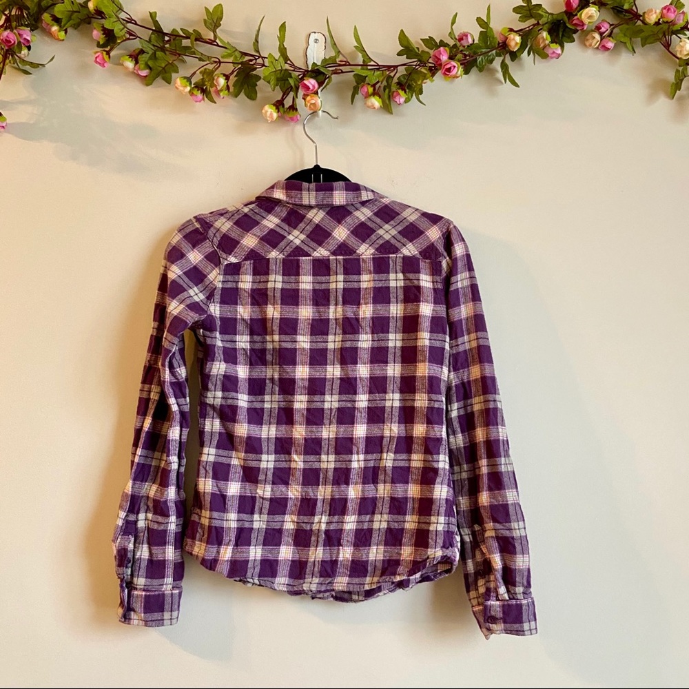 Mossimo purple plaid flannel button down top - Picture 3 of 5